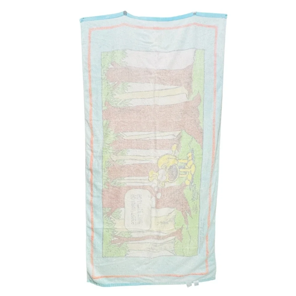 VTG 80s Garfield Beach Towel Jay Franco So Many Trees Odie Dog Cotton 28x55 Pool